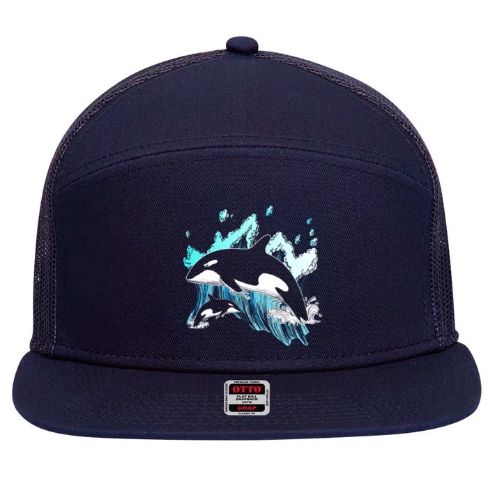 Killer Whale Ocean Lover Gift Idea Men Boys Kids Orca Great Gift 7 Panel Mesh Trucker Snapback Hat