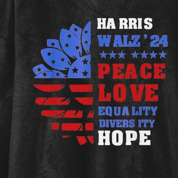 Kamala Walz Peace Love Equality Hope Diversity Hooded Wearable Blanket