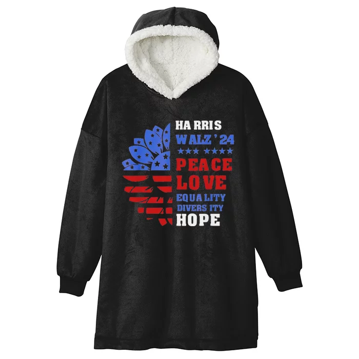 Kamala Walz Peace Love Equality Hope Diversity Hooded Wearable Blanket