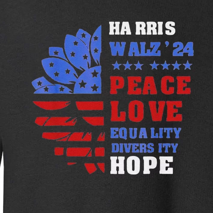 Kamala Walz Peace Love Equality Hope Diversity Toddler Sweatshirt