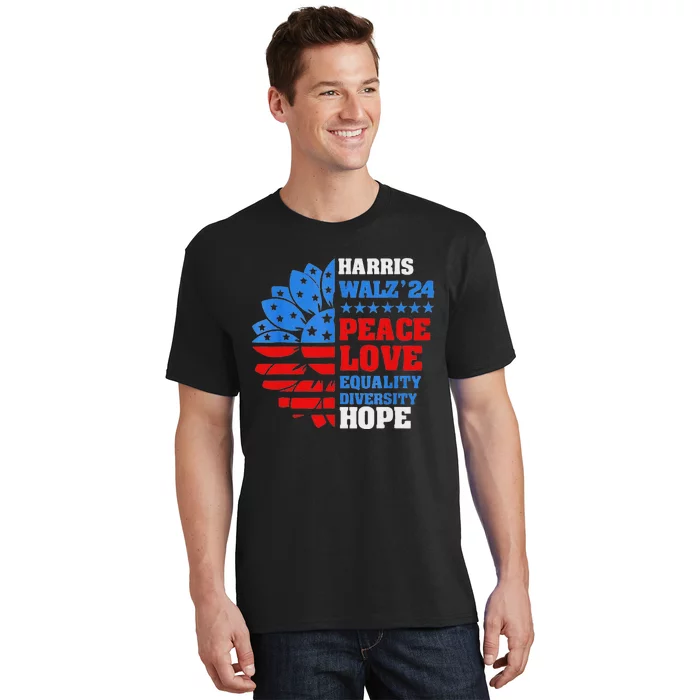 Kamala Walz Peace Love Equality Hope Diversity T-Shirt