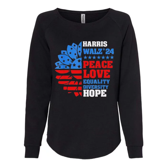 Kamala Walz Peace Love Equality Hope Diversity Womens California Wash Sweatshirt