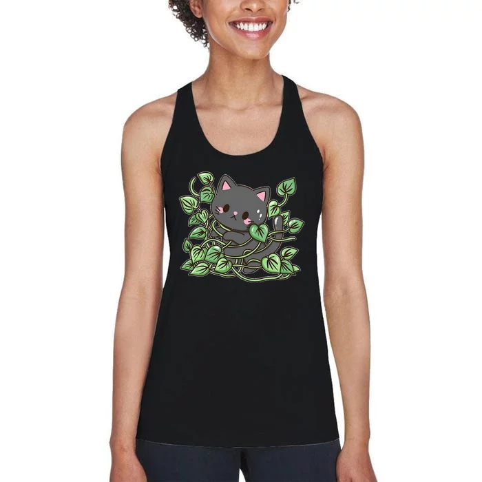 Kitty With Pathos Plant Women's Racerback Tank