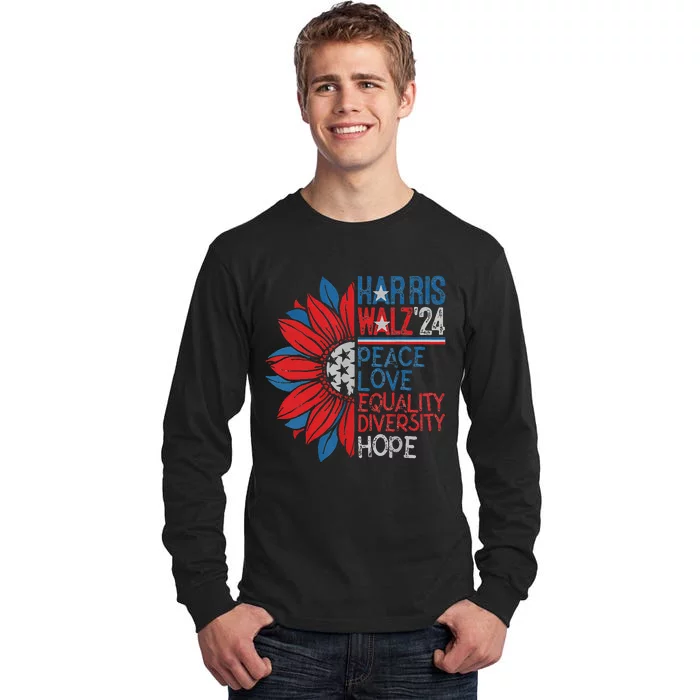 Kamala Walz Peace Love Equality Hope Diversity Gift Tall Long Sleeve T-Shirt