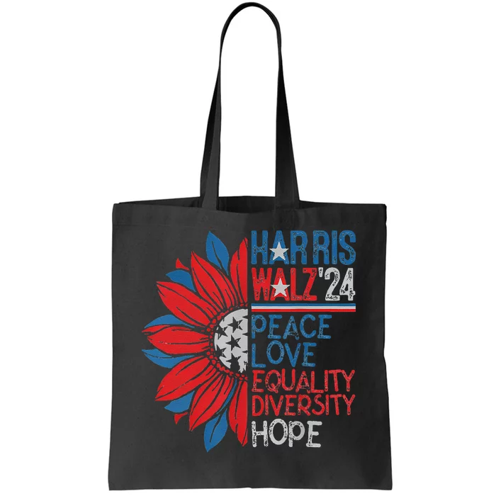 Kamala Walz Peace Love Equality Hope Diversity Gift Tote Bag