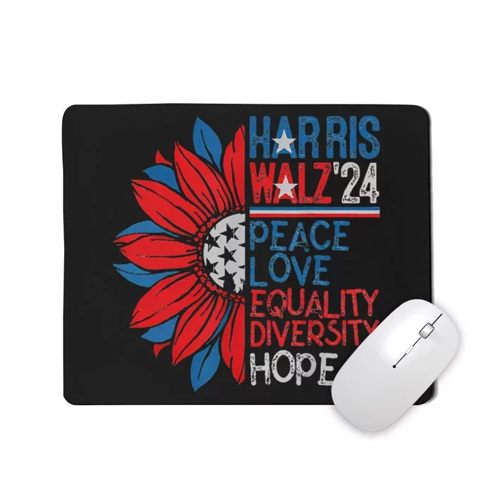 Kamala Walz Peace Love Equality Hope Diversity Gift Mousepad