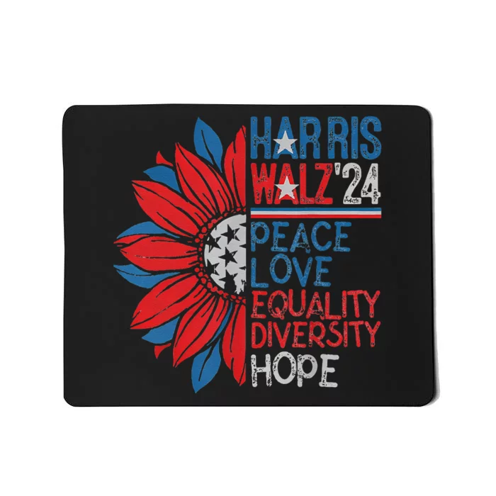 Kamala Walz Peace Love Equality Hope Diversity Gift Mousepad