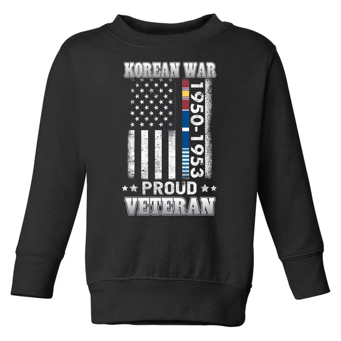 Korean War Proud Veteran For Military American Flag Patriotic Toddler Sweatshirt