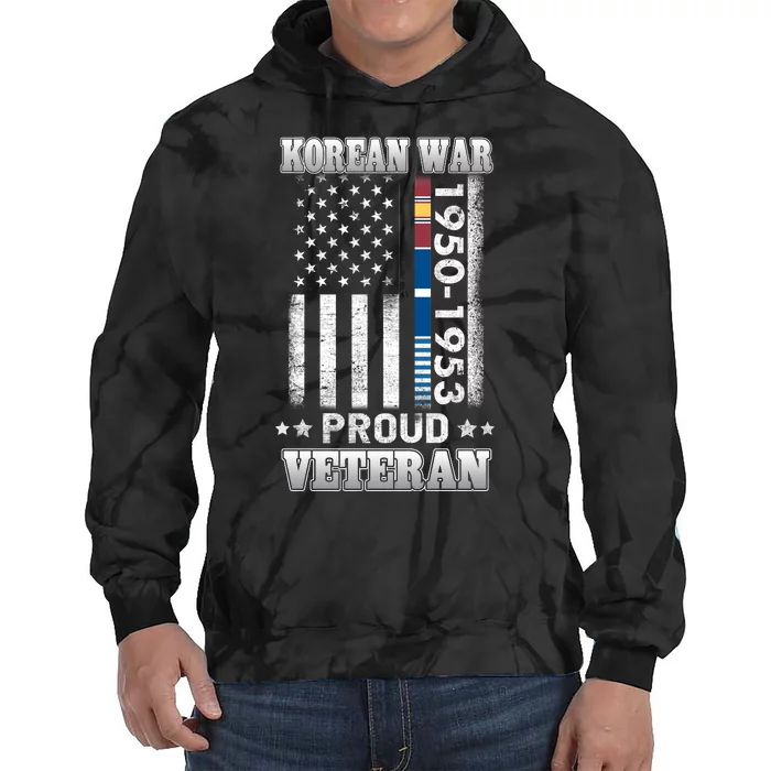 Korean War Proud Veteran For Military American Flag Patriotic Tie Dye Hoodie