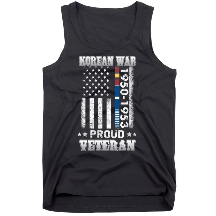 Korean War Proud Veteran For Military American Flag Patriotic Tank Top