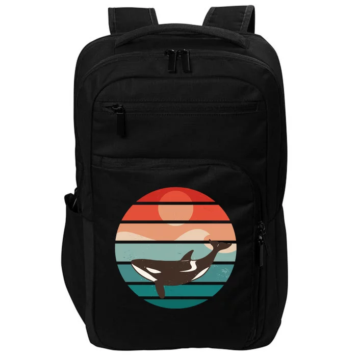 Killer Whale Retro Sunset Impact Tech Backpack