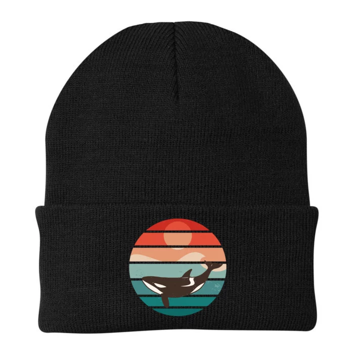 Killer Whale Retro Sunset Knit Cap Winter Beanie