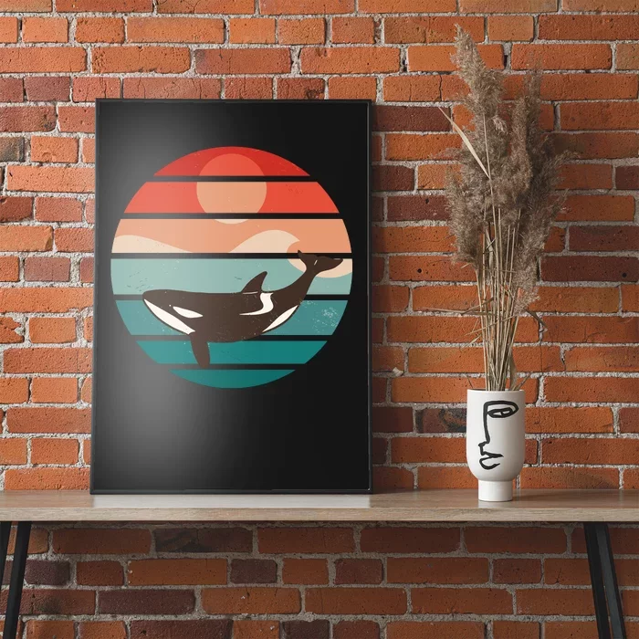 Killer Whale Retro Sunset Poster