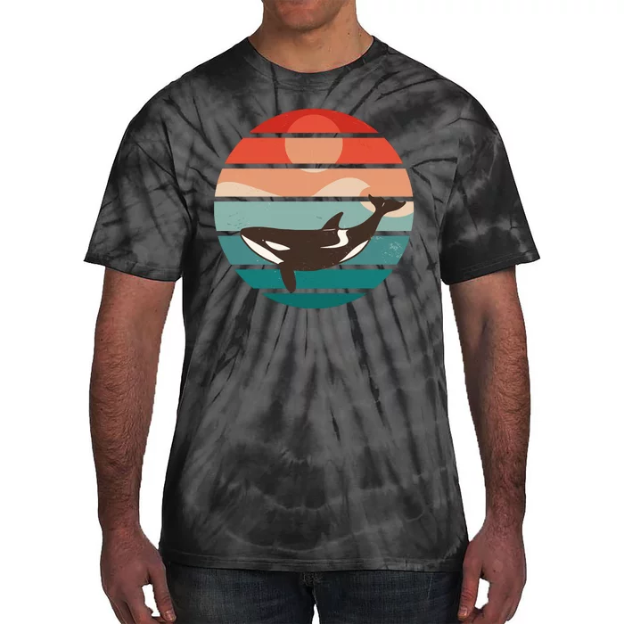 Killer Whale Retro Sunset Tie-Dye T-Shirt