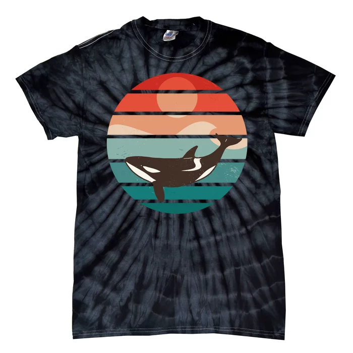 Killer Whale Retro Sunset Tie-Dye T-Shirt