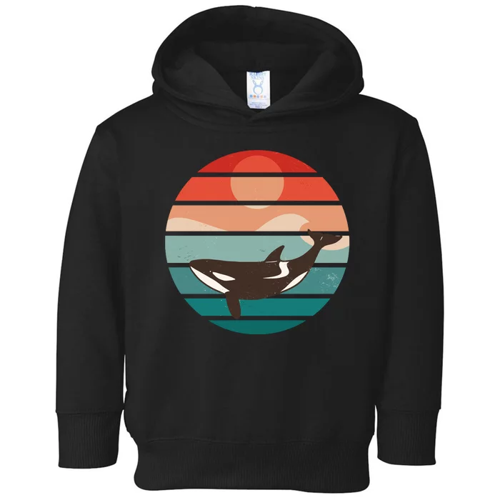 Killer Whale Retro Sunset Toddler Hoodie