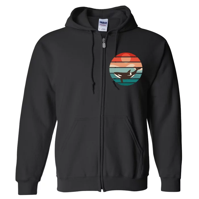 Killer Whale Retro Sunset Full Zip Hoodie