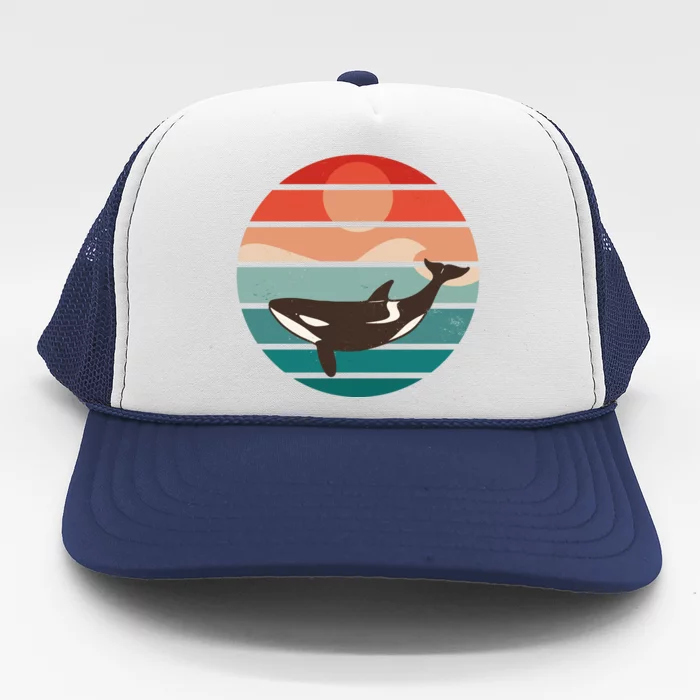 Killer Whale Retro Sunset Trucker Hat