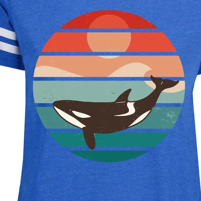 Killer Whale Retro Sunset Enza Ladies Jersey Football T-Shirt