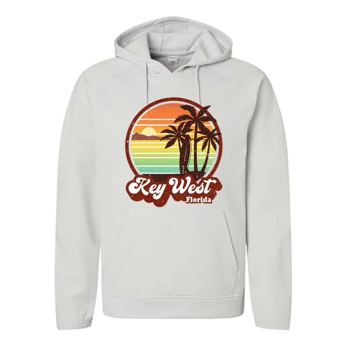 Key West Souvenirs Florida Vintage Surf Surfing Retro 70s Performance Fleece Hoodie