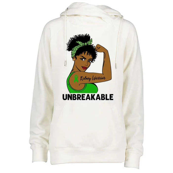 Kidney Warrior Strong Black Unbreakable Awareness Cool Gift Womens Funnel Neck Pullover Hood