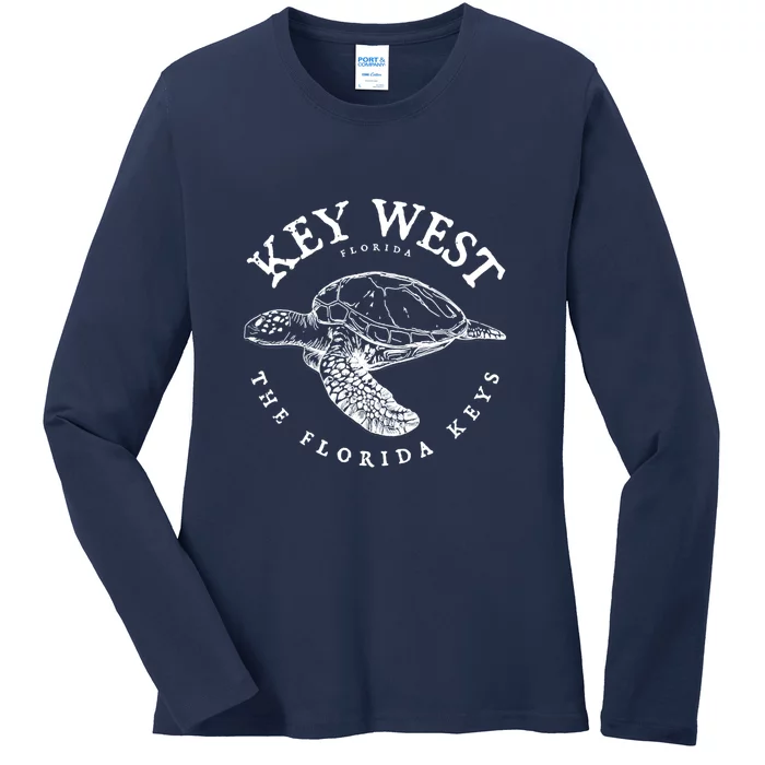 Key West Turtle Florida Keys Scuba Fishing Diving Tee Ladies Long Sleeve Shirt