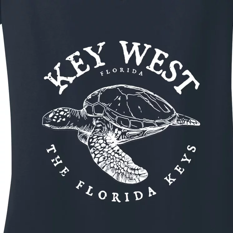 Key West Turtle Florida Keys Scuba Fishing Diving Tee Women's V-Neck T-Shirt