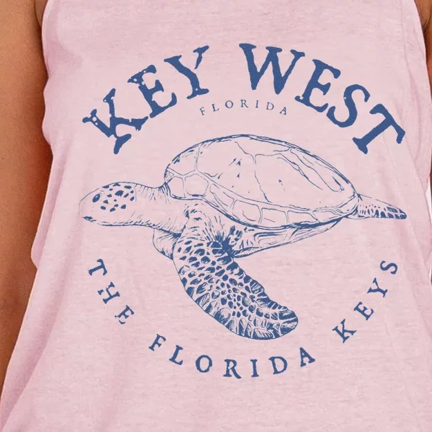 Key West Turtle Florida Keys Scuba Fishing Diving Women's Knotted Racerback Tank