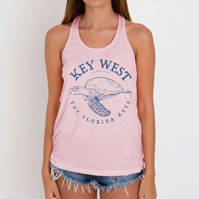 Key West Turtle Florida Keys Scuba Fishing Diving Women's Knotted Racerback Tank