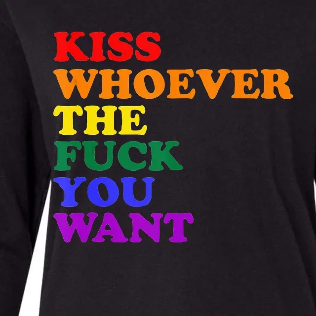 Kiss Whoever The Fuck You Want Lgbt Womens Cotton Relaxed Long Sleeve T-Shirt