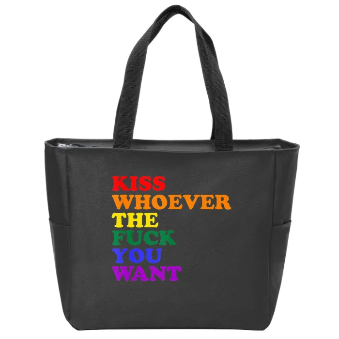 Kiss Whoever The Fuck You Want Lgbt Zip Tote Bag