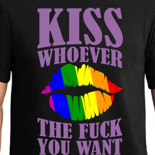 Kiss Whoever The F You Want Lgbt Pride Month Lgbtq Rainbow Gift Pajama Set