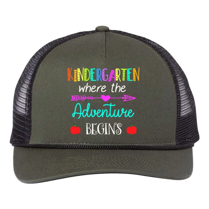 Kindergarten Where The Adventure Begins Kinder Teacher Retro Rope Trucker Hat Cap