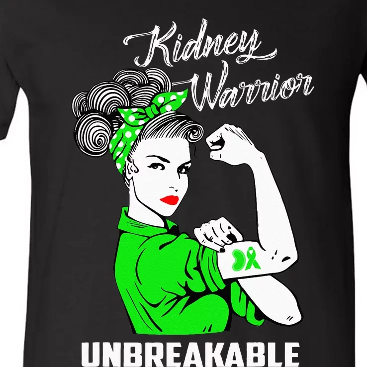 Kidney Warrior Unbreakable Kidney Awareness Gift V-Neck T-Shirt