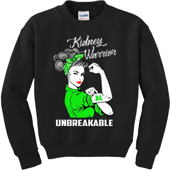 Kidney Warrior Unbreakable Kidney Awareness Gift Kids Sweatshirt