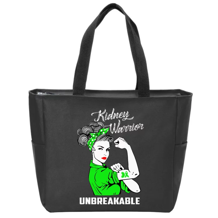 Kidney Warrior Unbreakable Kidney Awareness Gift Zip Tote Bag