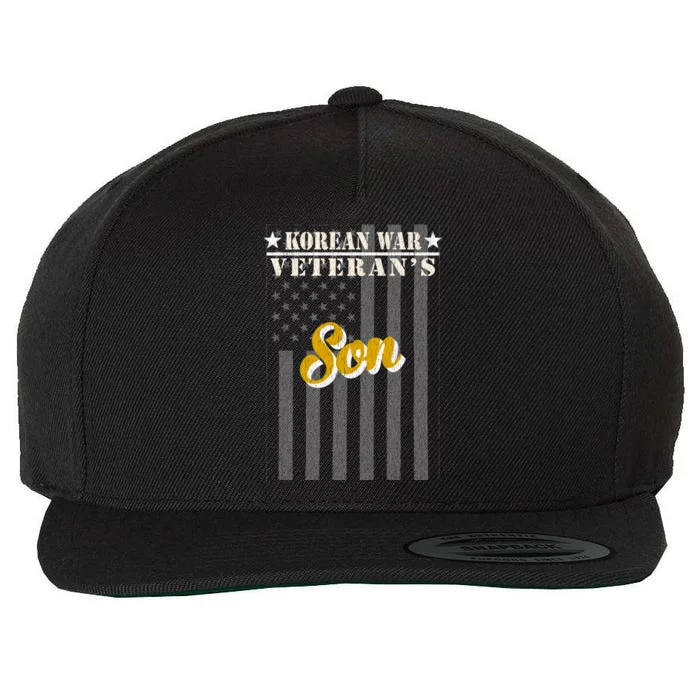 Korean War Veteran Son Proud American Flag Gift Wool Snapback Cap