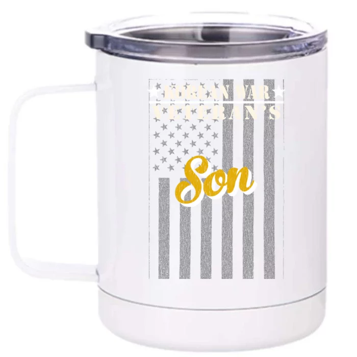 Korean War Veteran Son Proud American Flag Gift Front & Back 12oz Stainless Steel Tumbler Cup