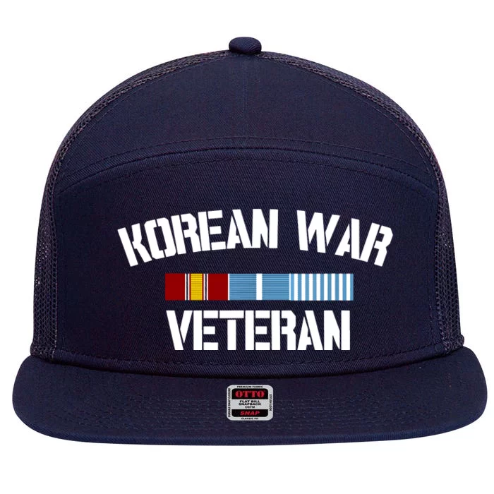 Korean War Veteran Pride Korea Service Ribbon 7 Panel Mesh Trucker Snapback Hat