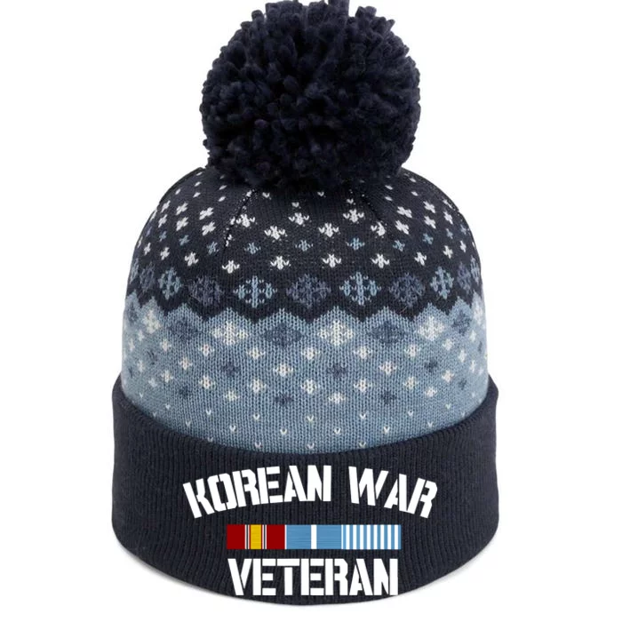 Korean War Veteran Pride Korea Service Ribbon The Baniff Cuffed Pom Beanie