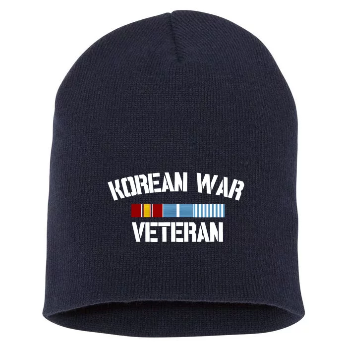 Korean War Veteran Pride Korea Service Ribbon Short Acrylic Beanie