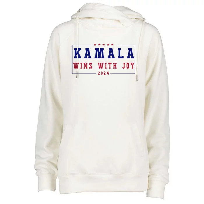 Kamala Wins With Joy Kamala Harris 2024 Premium Womens Funnel Neck Pullover Hood