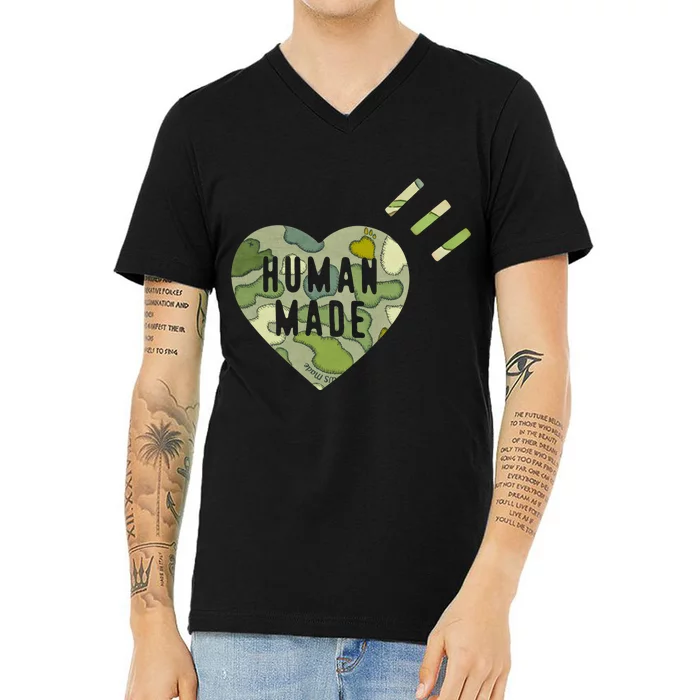 Kaws X Human Made Camo V-Neck T-Shirt