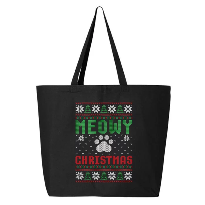 Kitten Xmas Ugly Meowy Christmas Cat Santa Christmas 25L Jumbo Tote