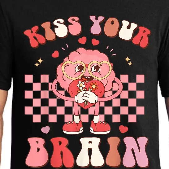 Kiss Your Brain Retro Valentines Day Valentine Teacher Squad Pajama Set