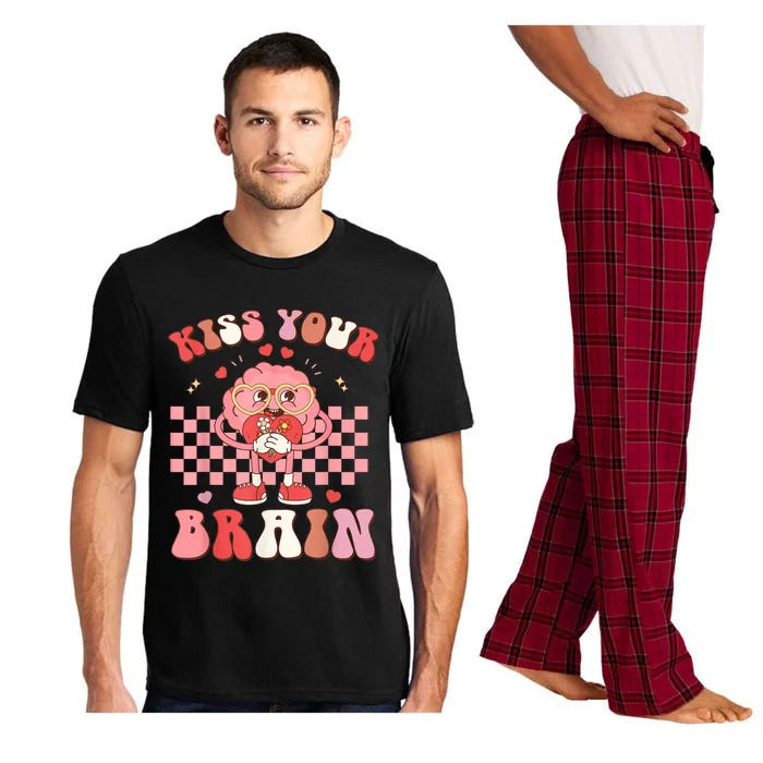 Kiss Your Brain Retro Valentines Day Valentine Teacher Squad Pajama Set