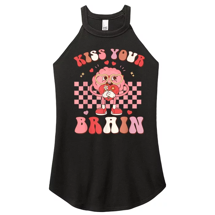 Kiss Your Brain Retro Valentines Day Valentine Teacher Squad Women’s Perfect Tri Rocker Tank