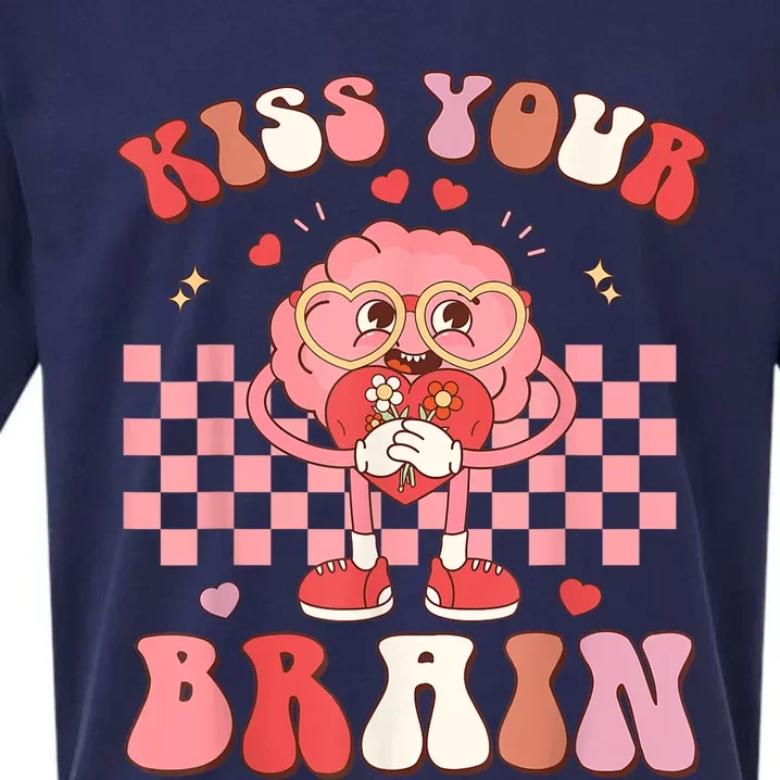 Kiss Your Brain Retro Valentines Day Valentine Teacher Squad Sueded Cloud Jersey T-Shirt