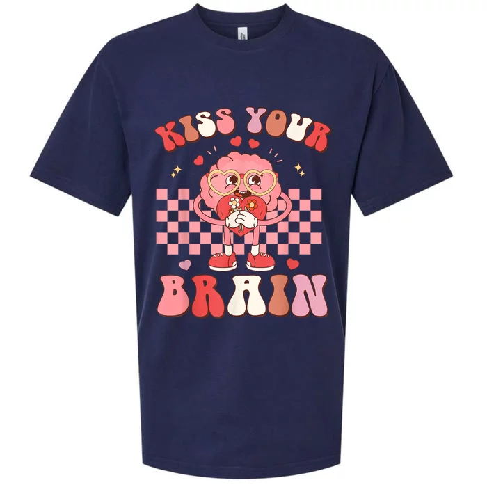 Kiss Your Brain Retro Valentines Day Valentine Teacher Squad Sueded Cloud Jersey T-Shirt