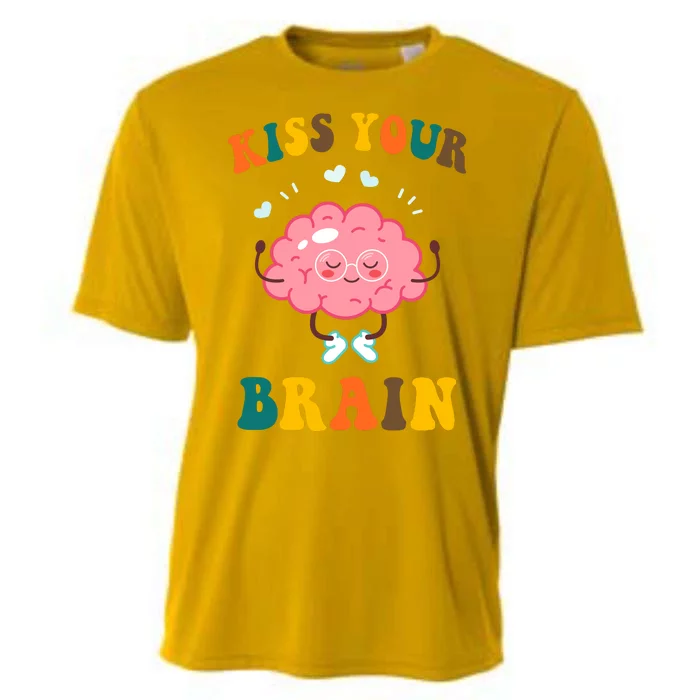 Kiss Your Brain Cute Funny Cooling Performance Crew T-Shirt